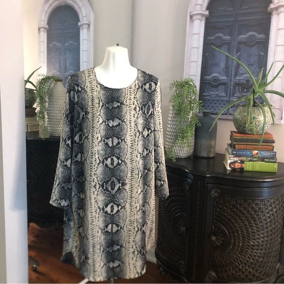 Top shop snake dress 3 quarter sleeves size 12 grey and light grey - Picture 3 of 6